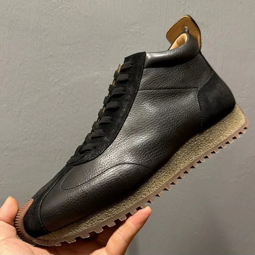 Handmade Cow Leather High Top Sneakers