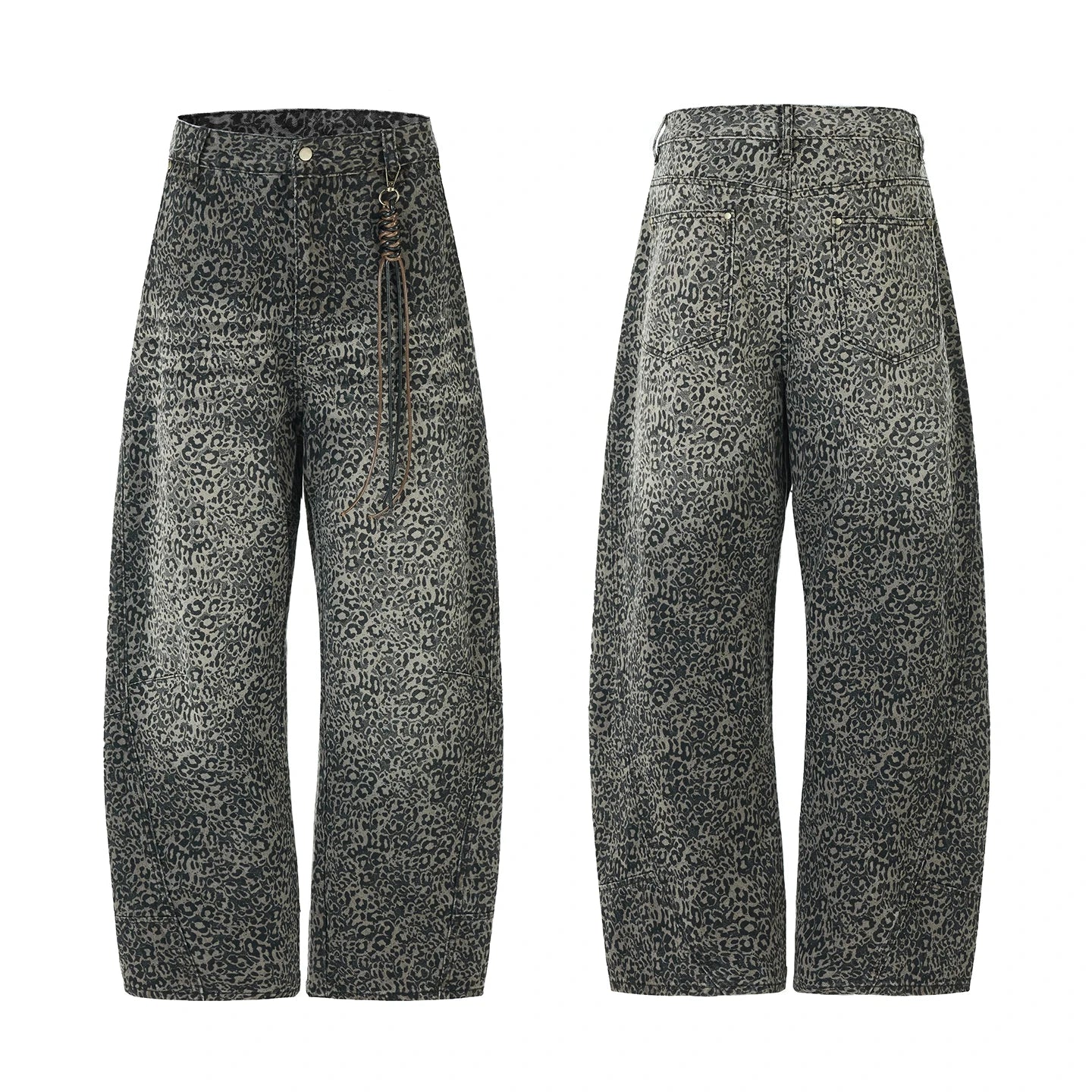 Leopard Print Black Loose Jeans