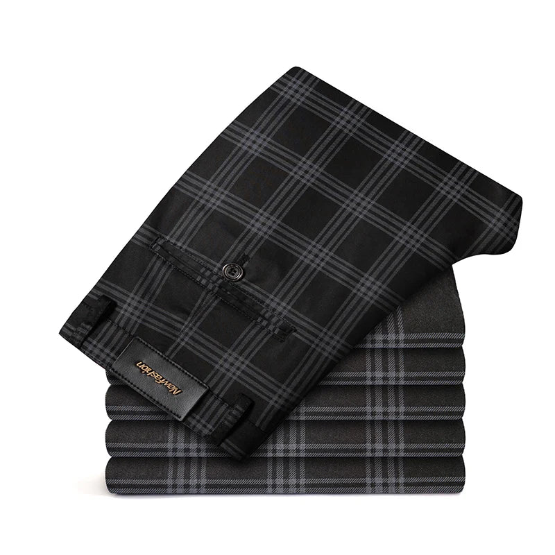 Plaid Slim Fit Straight Pants