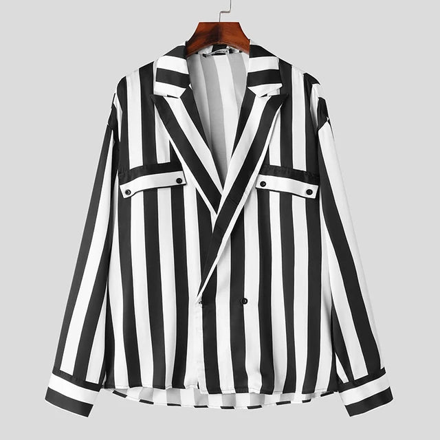 Black&White Striped Pocket Shirt