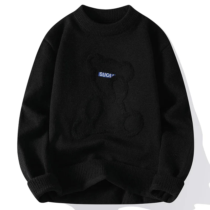 Bear Jacquard Casual Style Sweater