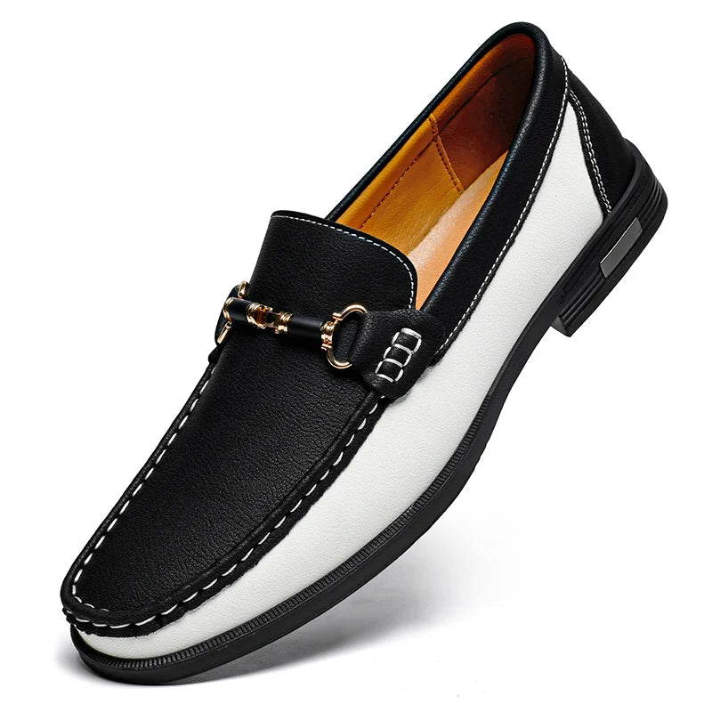 Metal Appliqués Split Leather Loafers