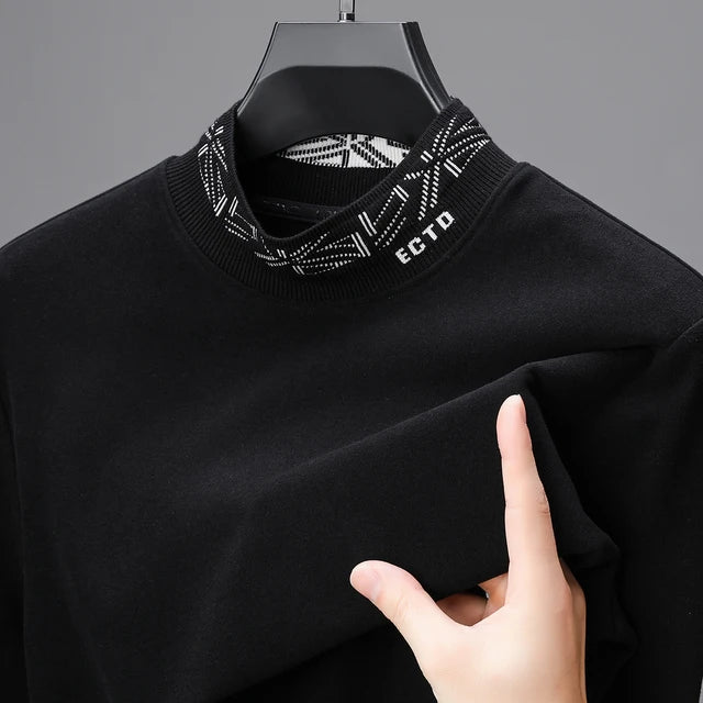 Solid Collar Printed Long Sleeved T-Shirt