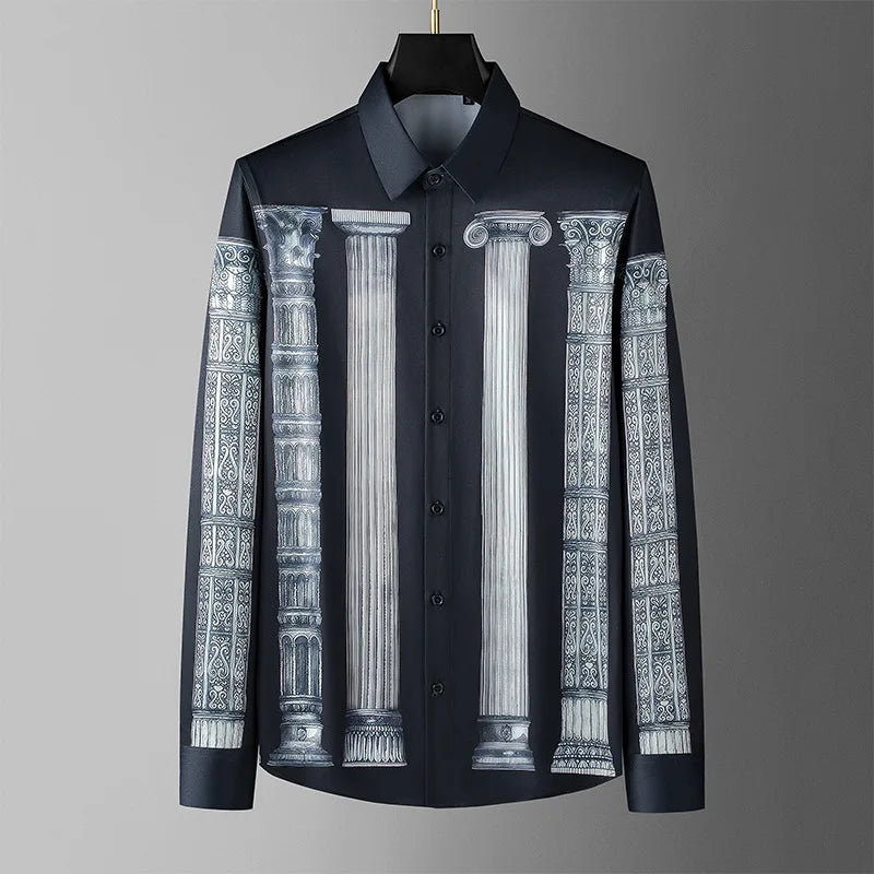 Roman Column Print Style Men's Shirt
