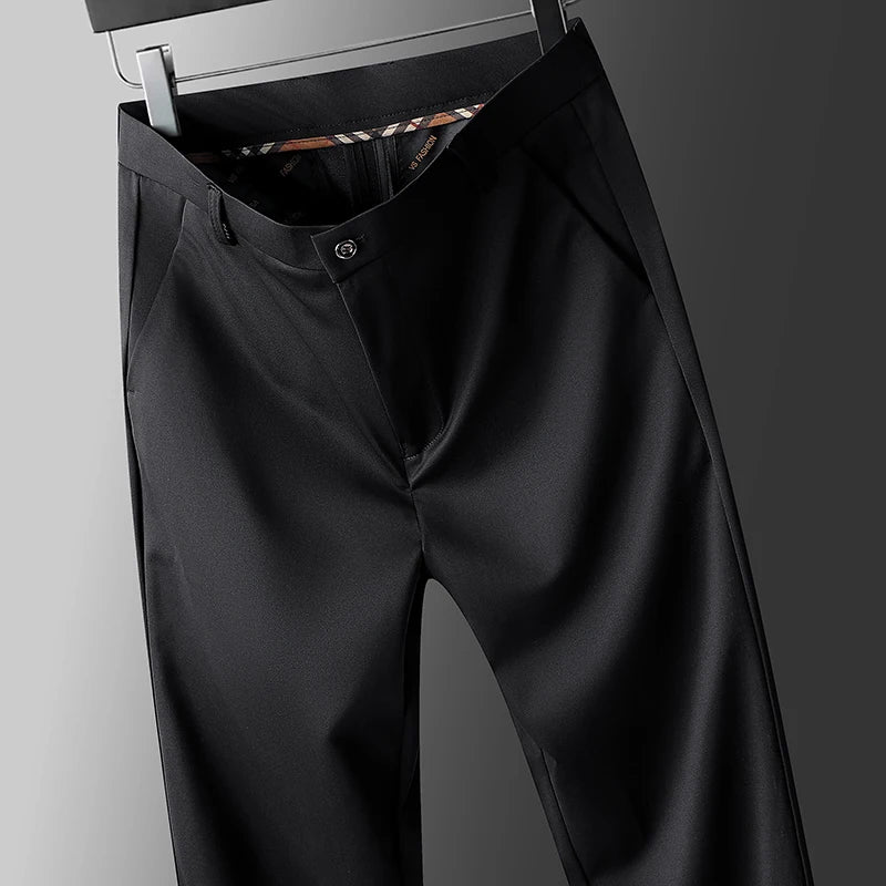 Casual Elastic Solid Striaght Pants