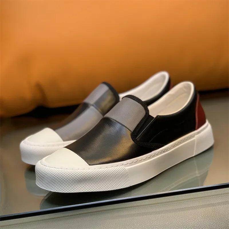 Patchwork Color Block Leather Loafers