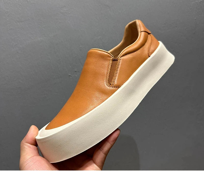 Casual Solid Leather Platform Shoes