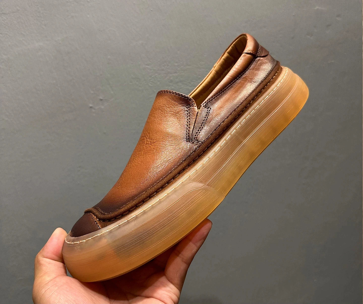 Solid Top Grain Leather Loafers