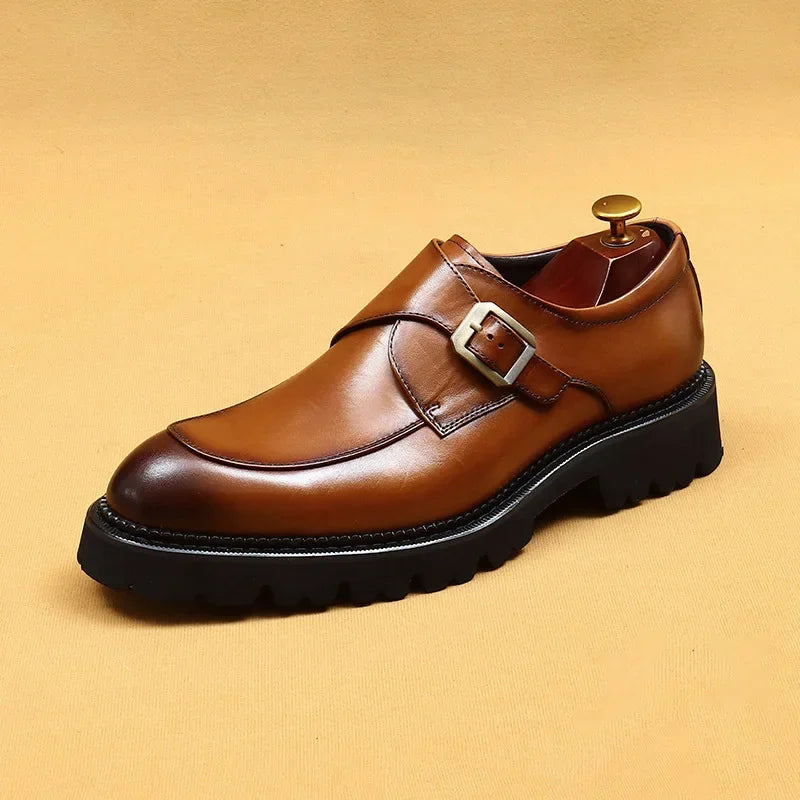 Strap Basic Buckle Wingtip Monk Shoes