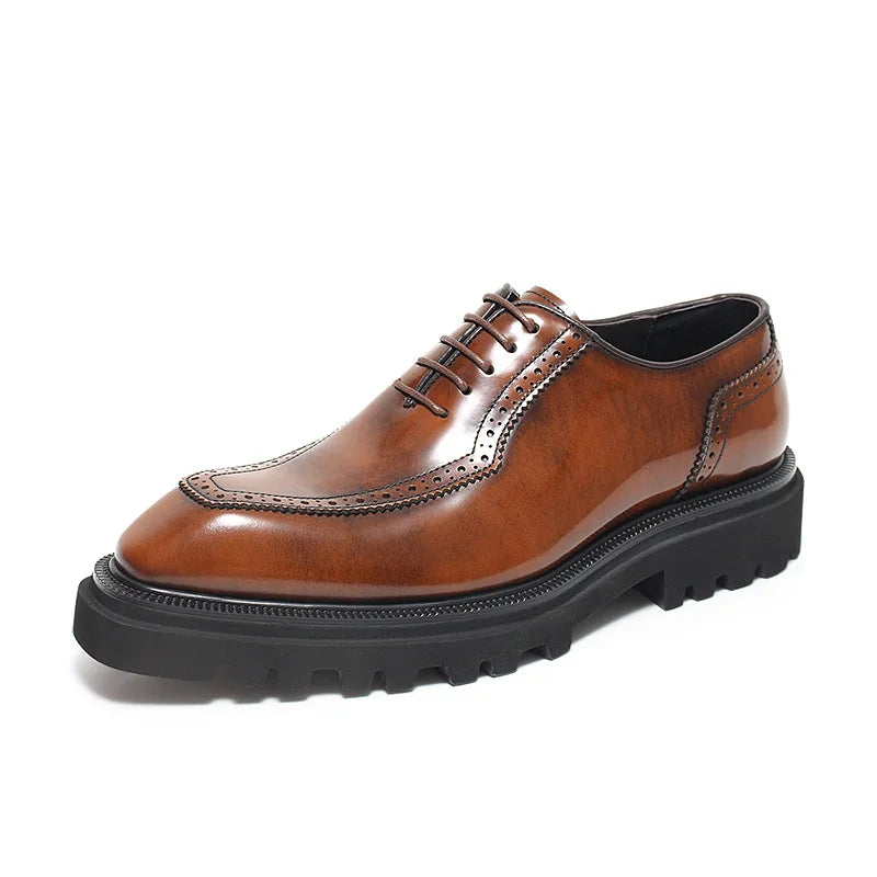 Cognac Prestige Wingtip Oxford Shoes