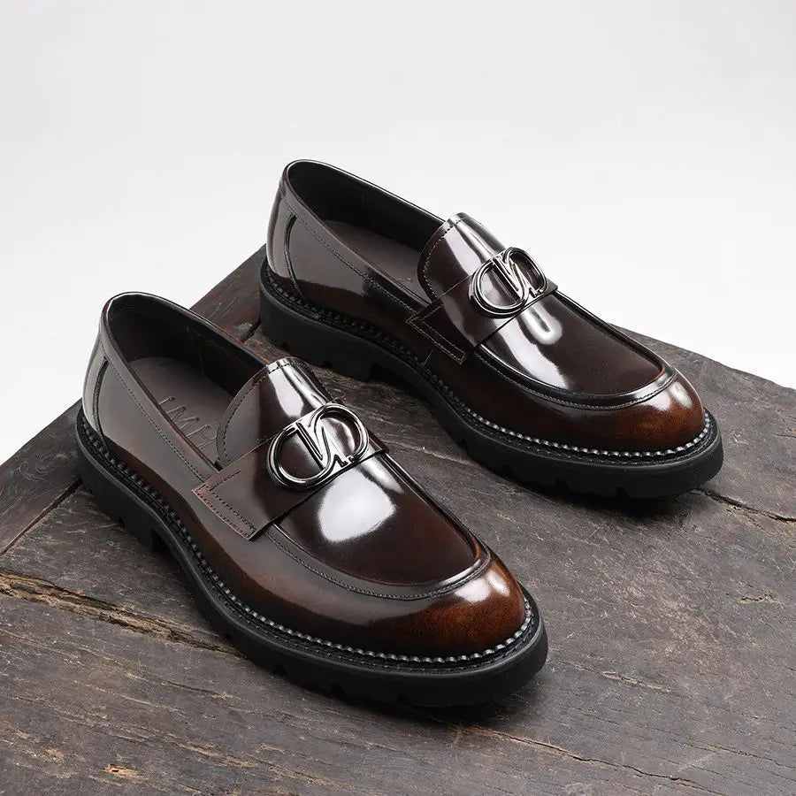 Thick Sole Breathable Genuine Leather Loafers