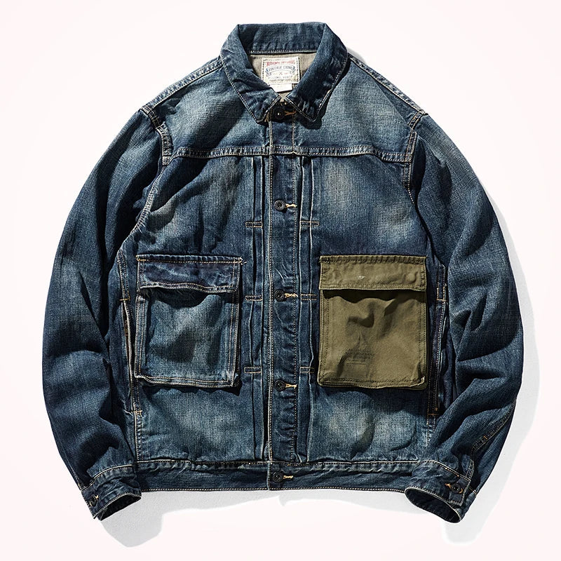 Retro Patchwork Pockets Denim Jacket