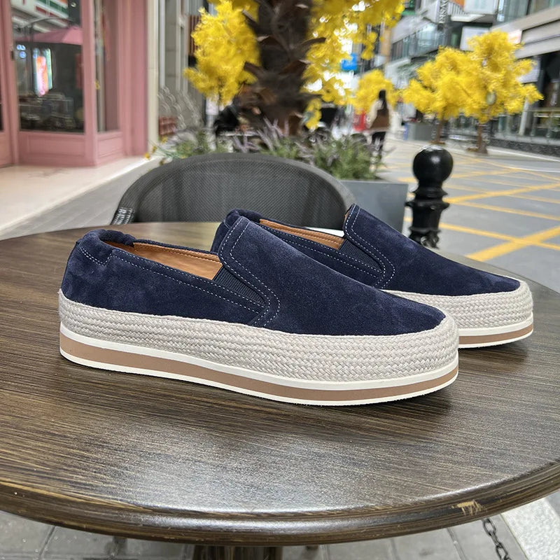Solid Platform Leather Slip-On Sneakers