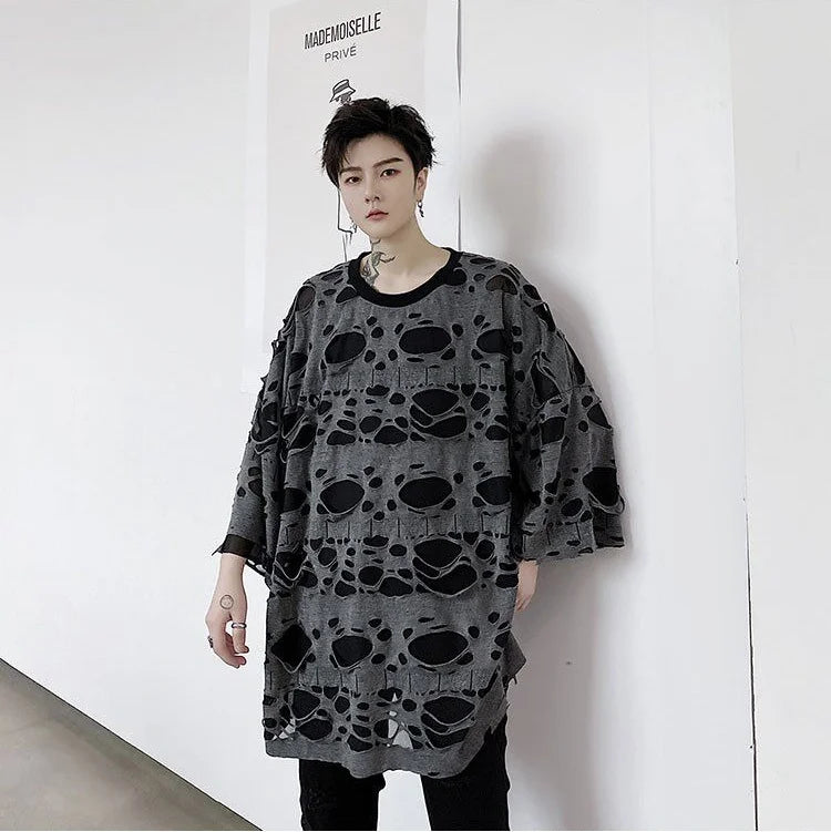 Ripped Hip Hop Distressed Hole Oversized T-Shirt