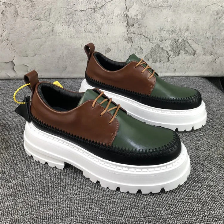 Mixed Colors Split Leather Men's Shoes