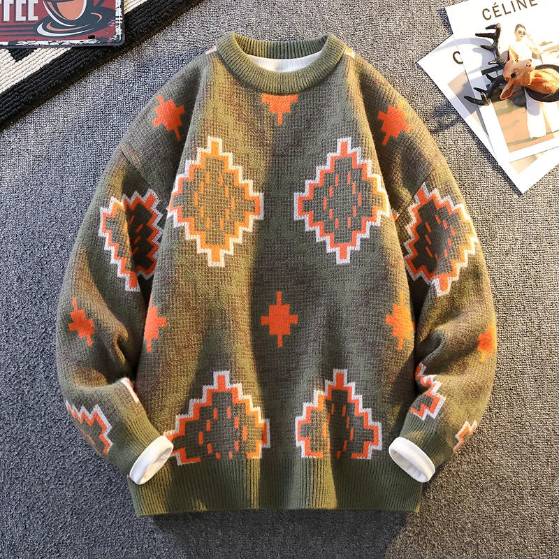 Geometric Tribal Pattern Men's Sweater