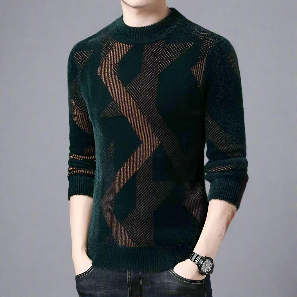 Contrast Stripe Knit Turtleneck Sweater