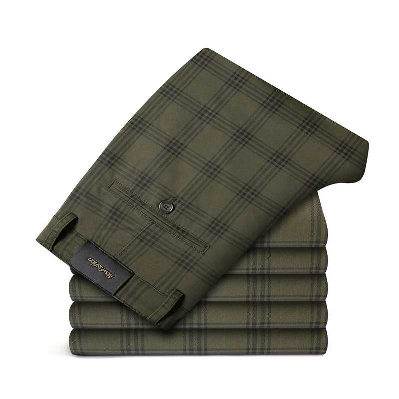 Plaid Slim Fit Straight Pants