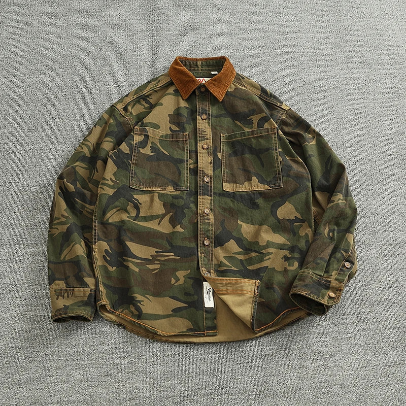 Retro Woven Twill Camouflage Shirt