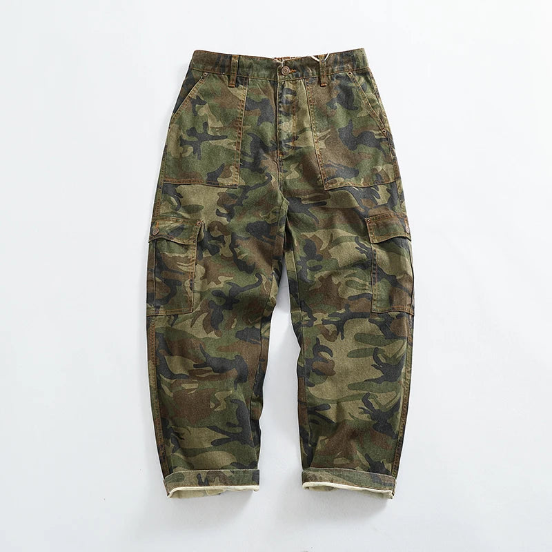 Twill Camouflage Pleated Cargo Pants