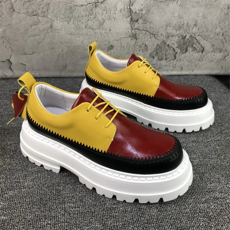 Mixed Colors Split Leather Men's Shoes