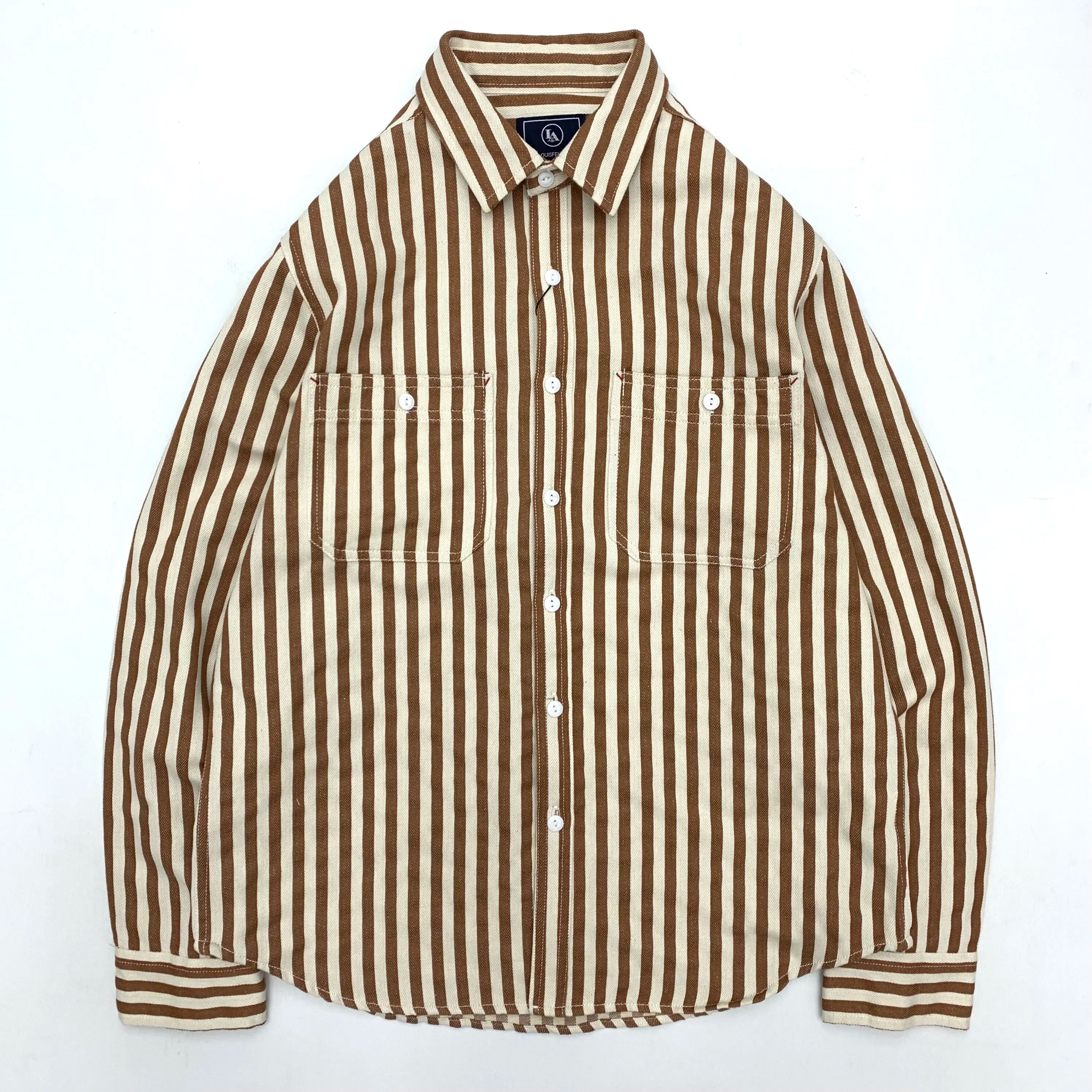 Retro Stripe Long-Sleeve Lapel Shirt