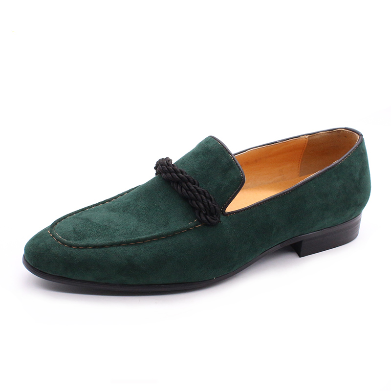 Braid Accent Suede Men Genuine Leather Loafers