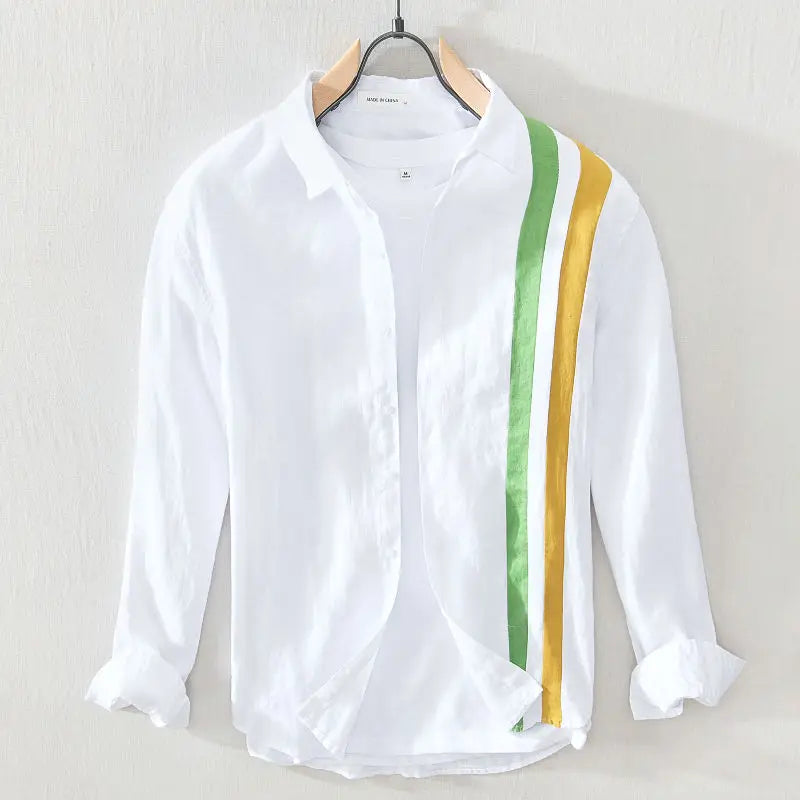 Loose Spliced Polyester Long-Sleeved Shirt