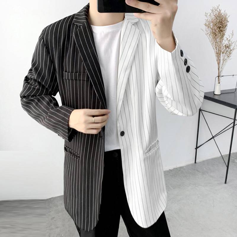 Vertical Lines Black White Fashion Blazer