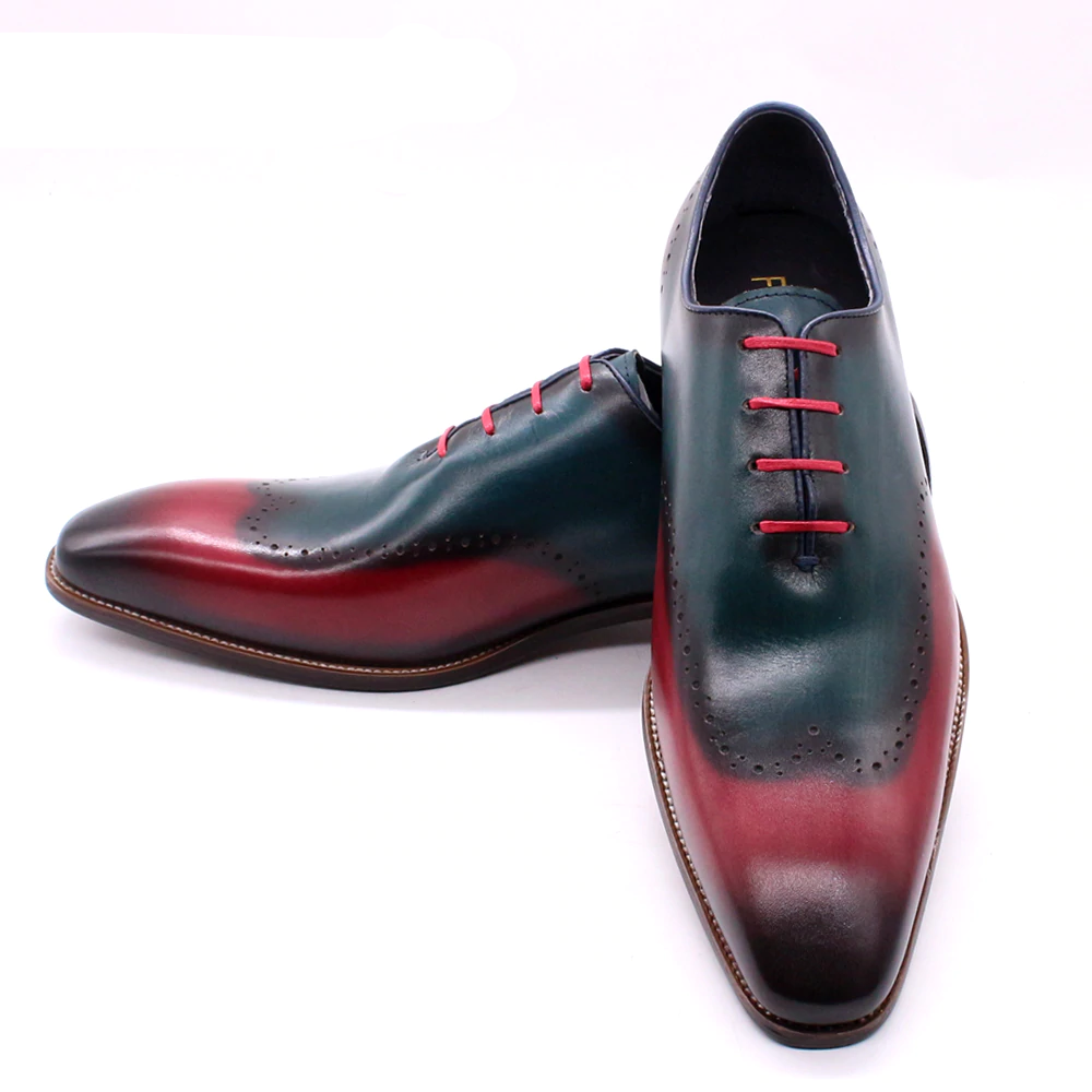 Two Tones Wingtip Men Brogue Lace Up Leather Shoe