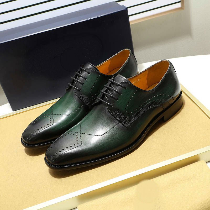 Luxury Formal Simple Modern Toe Brogue Men Derby Shoes