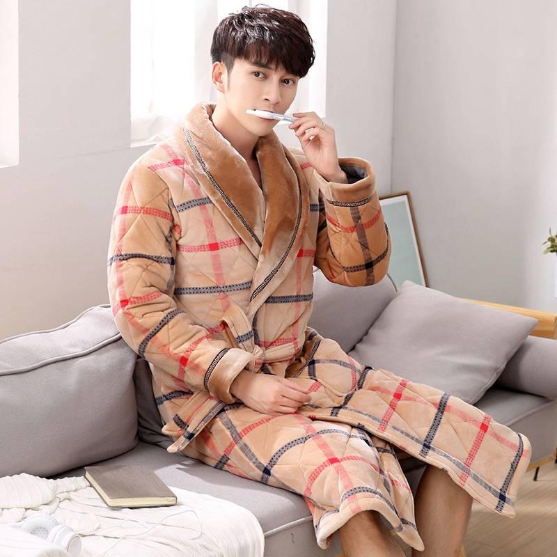 Checkered Pattern Winter Pajama Robe