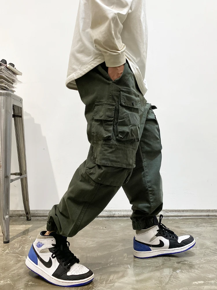 Japanese Streetwear Style Solid Cargo Pants