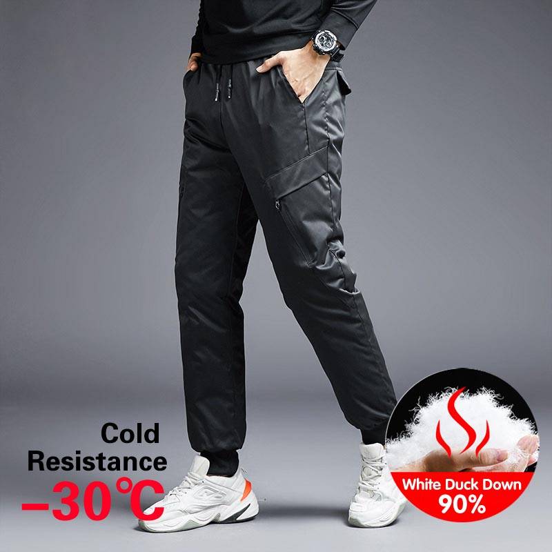 Solid Pocket Style Down Jogger Pants