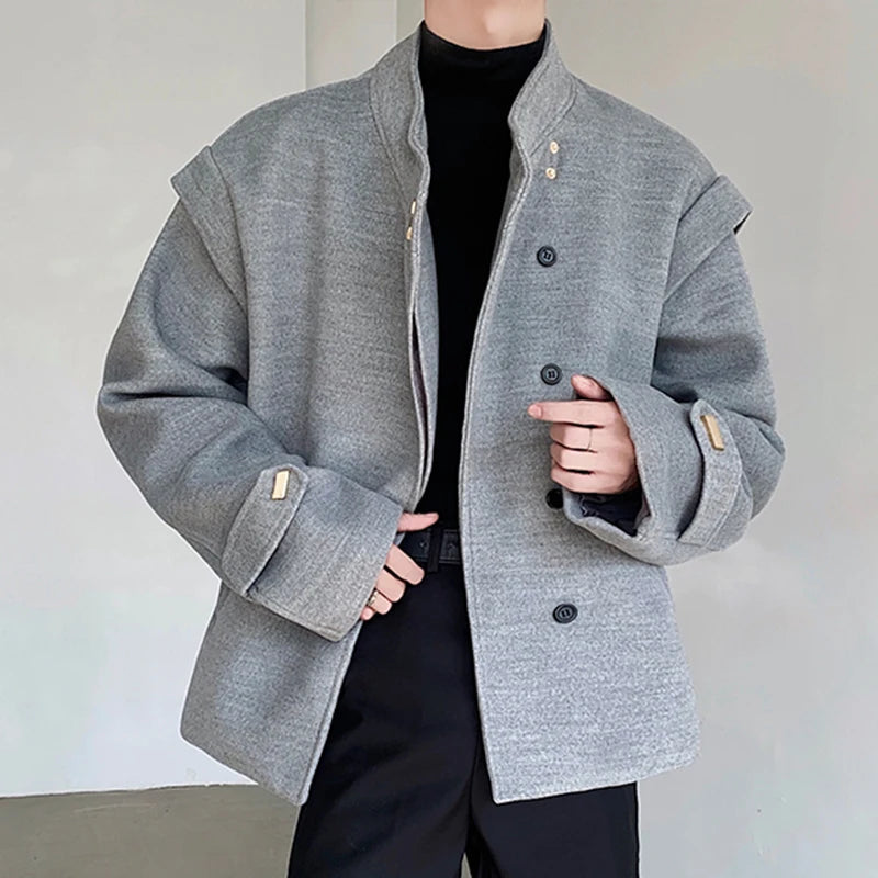 Light Gray Stand Collar Jacket