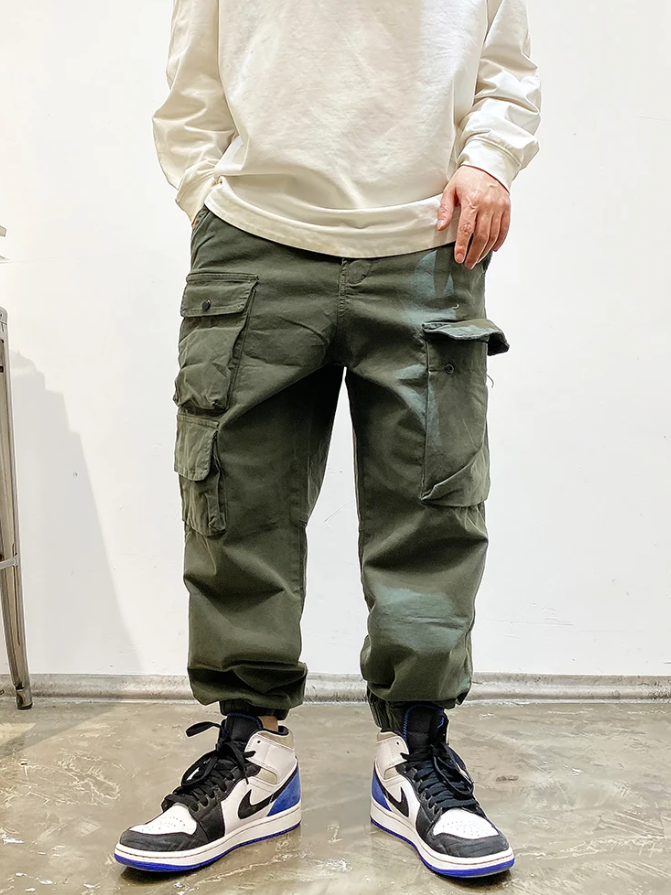 Japanese Streetwear Style Solid Cargo Pants