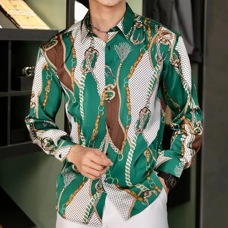 Vintage Luxury Pattern Print Shirt