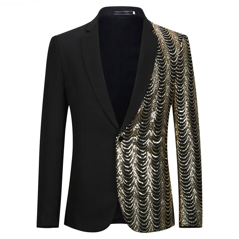 Spliced Color Shawl Lapel Blazer