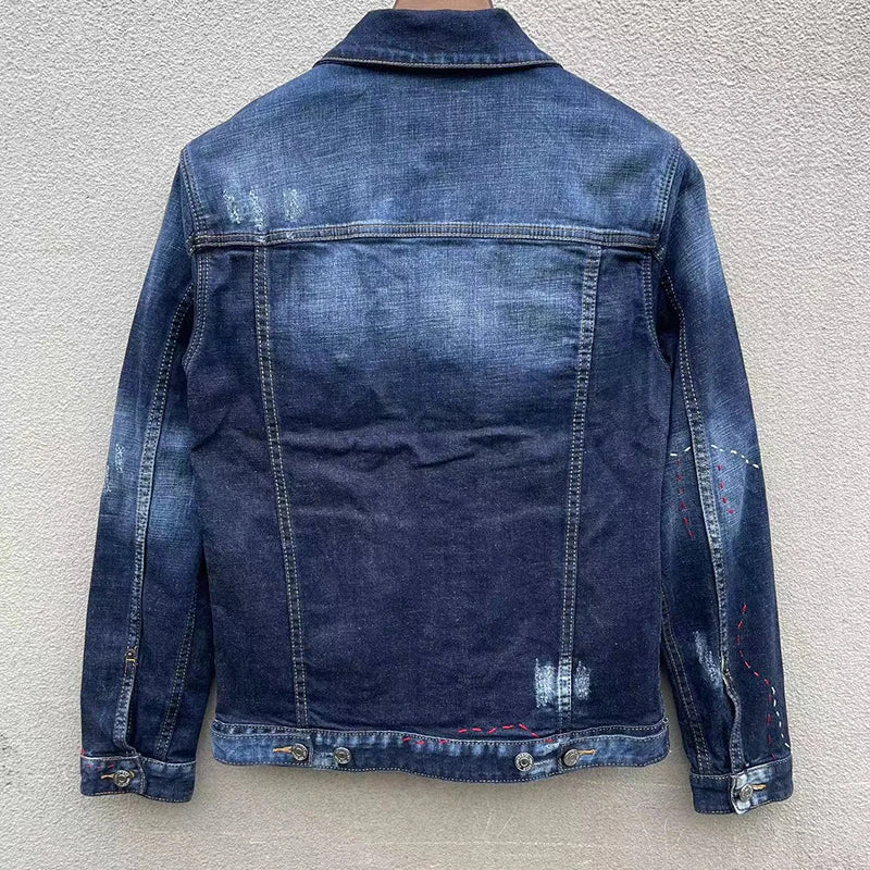 Splash Paint Patch Casual Denim Jacket