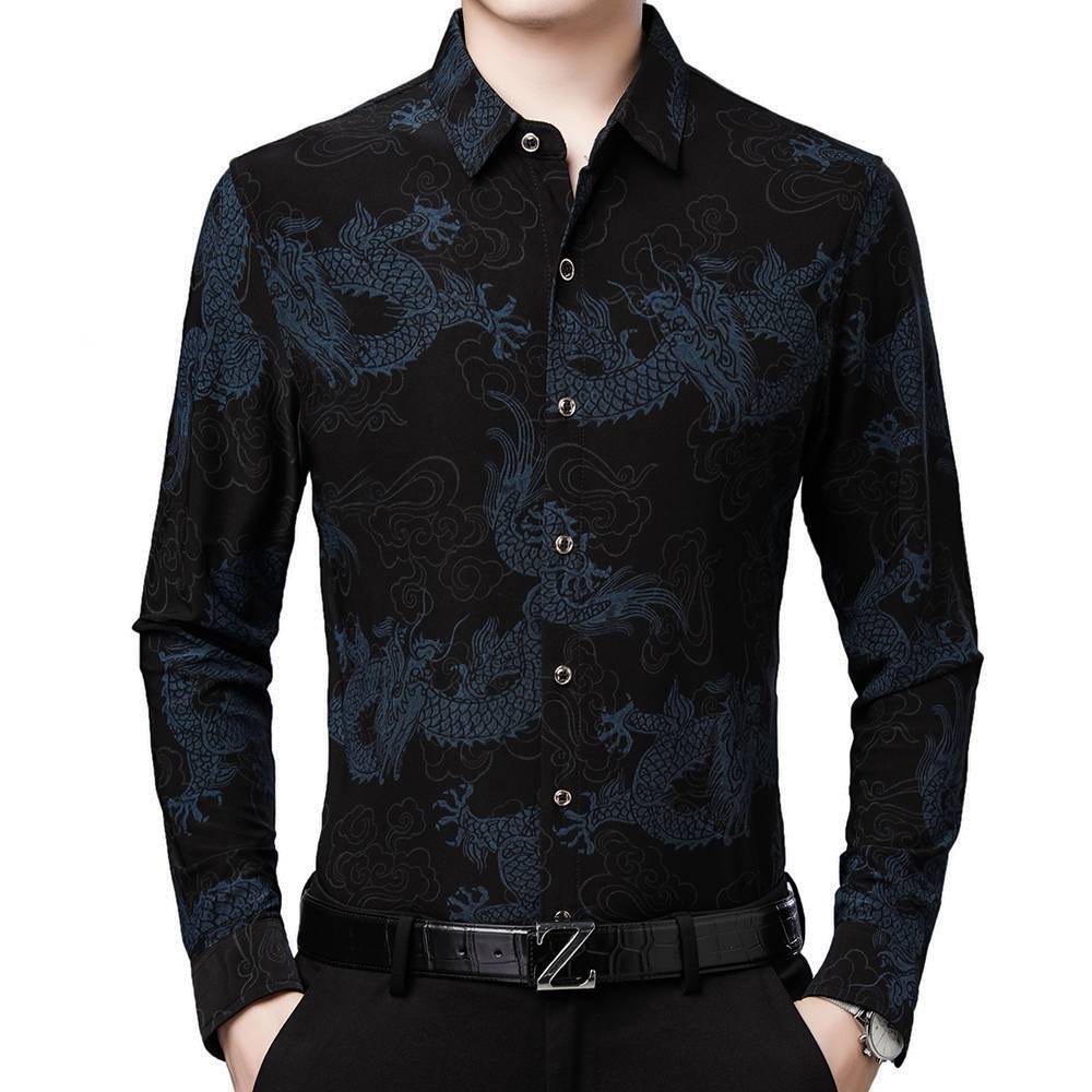 Dancing Dragon Printed Long Sleeve Shirt