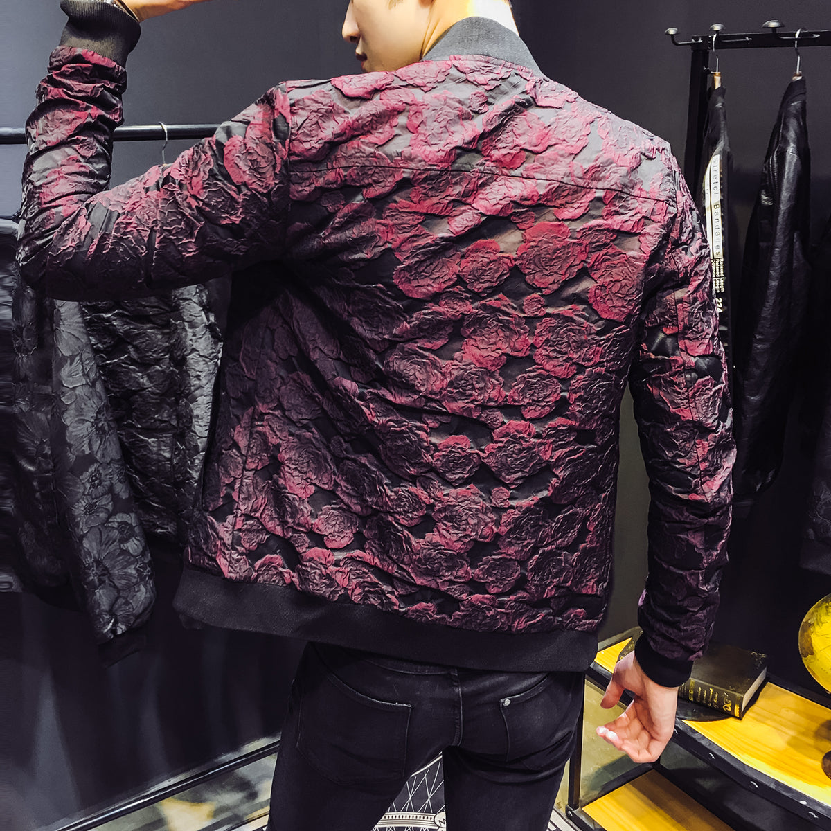 Jacquard Floral Men Slim fit Bomber Jackets - FanFreakz