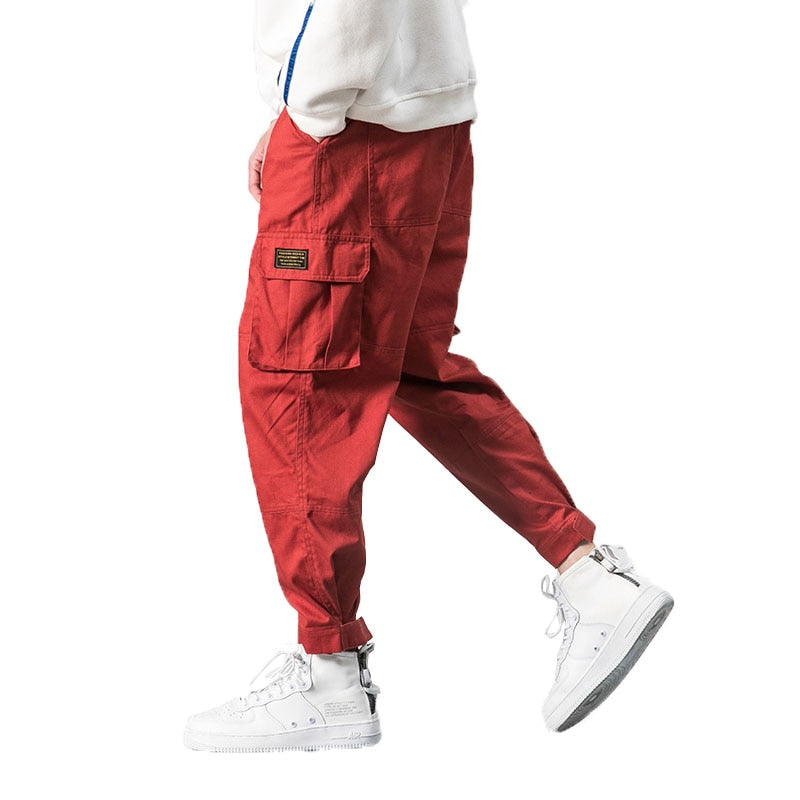 Multi Pocket Elastic Waist Hip Hop Casual Style Men Pants