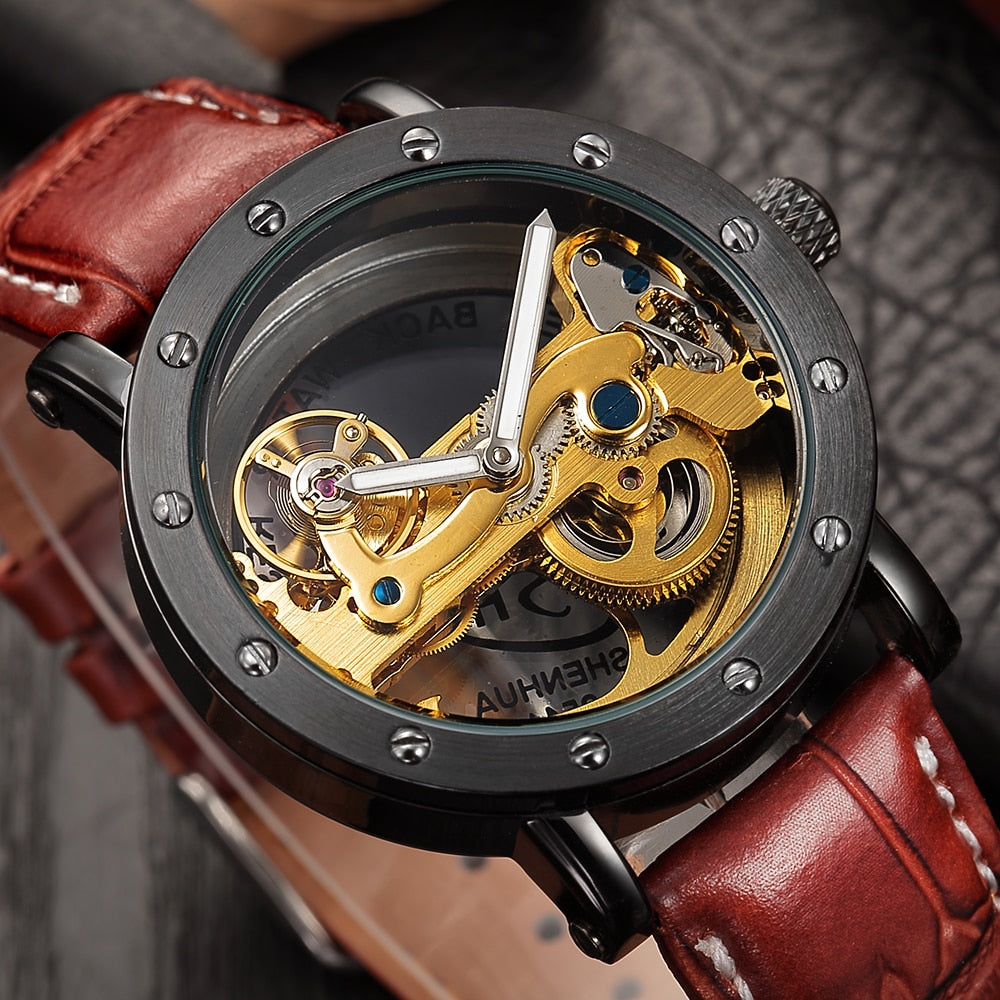 Luxury Automatic Golden Bridge Mechanical Design Men Watch