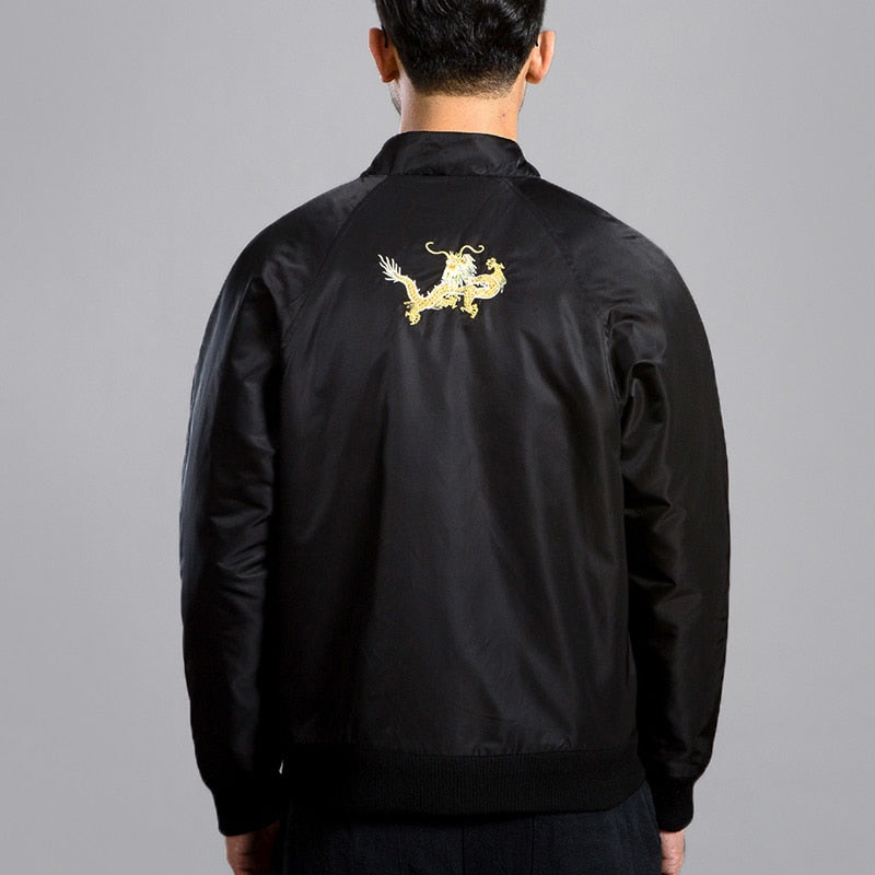 New Mandarin Embroidered Pattern with Chinese Button Men Jacket