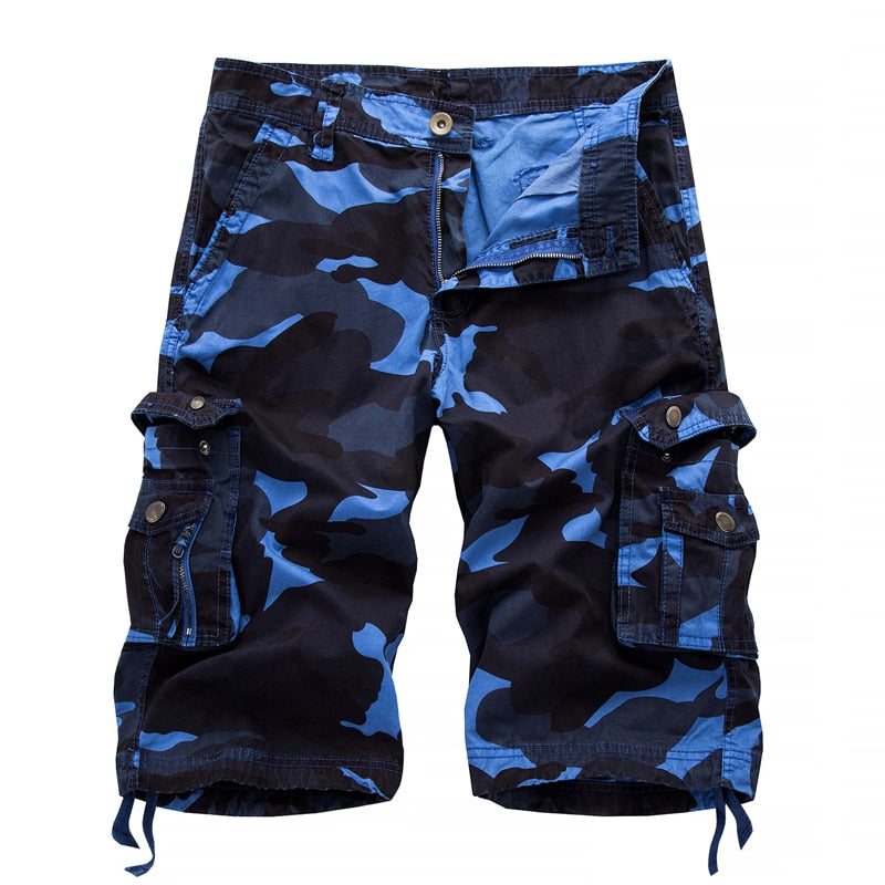 Military Camo Pattern Cargo Multi Pockets Style Men Shorts