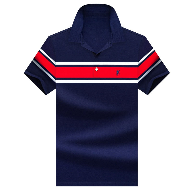 Red Horizontal Line Decorated Polo Shirt