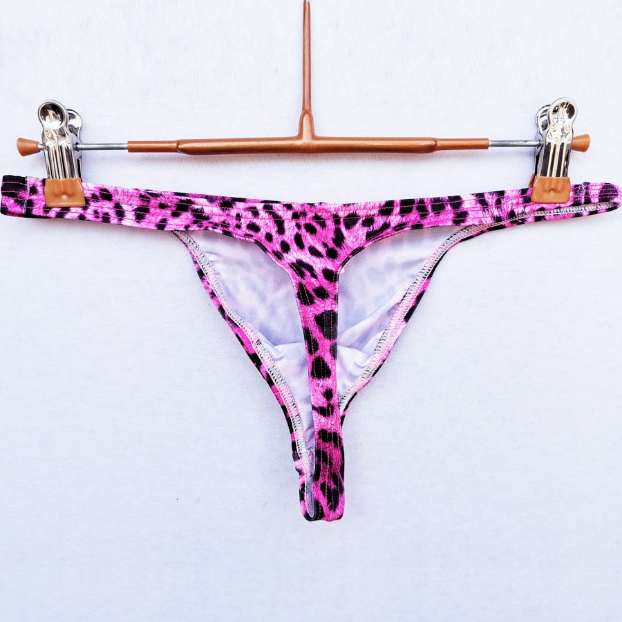 Leopard Printed Pattern Men G-String Thongs