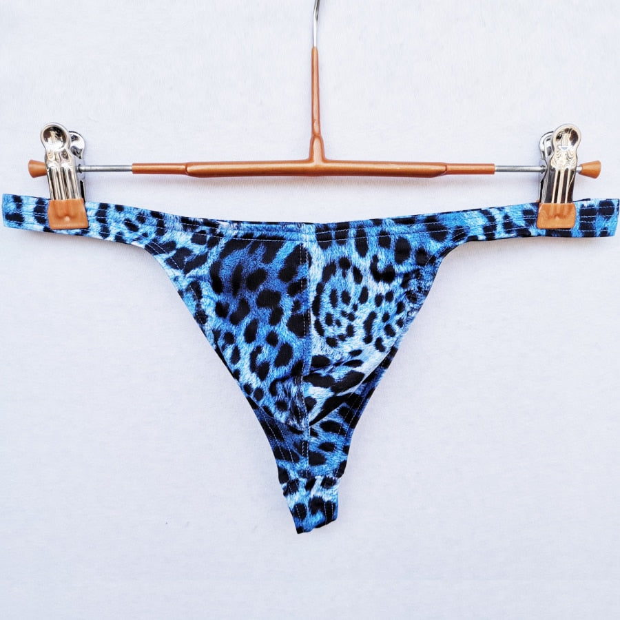 Leopard Printed Pattern Men G-String Thongs