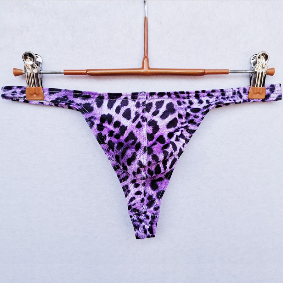 Leopard Printed Pattern Men G-String Thongs