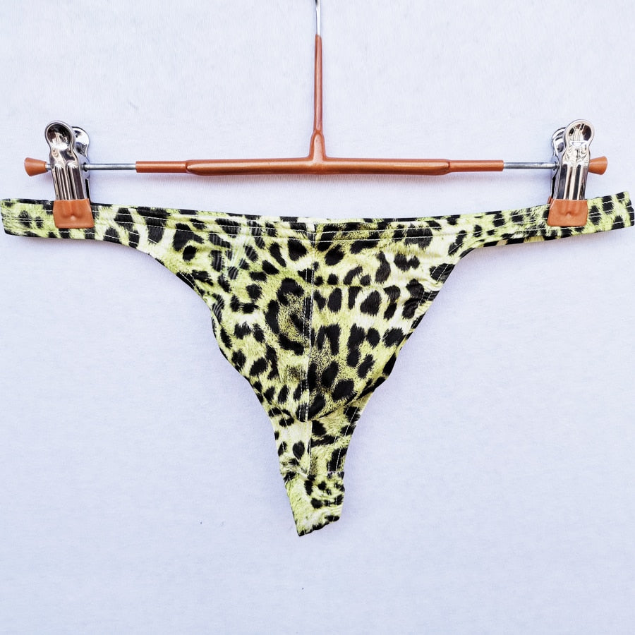 Leopard Printed Pattern Men G-String Thongs